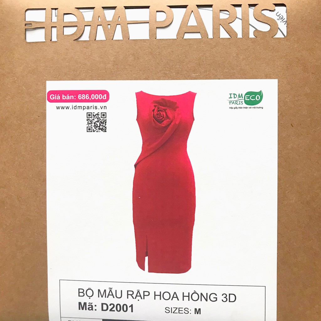 [Rập Giấy ] Bộ Rập Giấy Đầm Hoa Hồng Đỏ 3D ,Đầm Ôm , Dáng Chuẩn, Thiết Kế Cao Cấp,hàng xịn -D2001